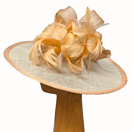 Ivory And Peach Feathered Derby Hat