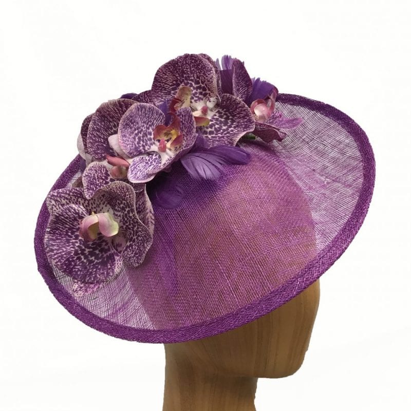 Burgundy Wine Red Velvet Orchid Flower Fascinator Hat Races Hair Clip Vtg 3082 