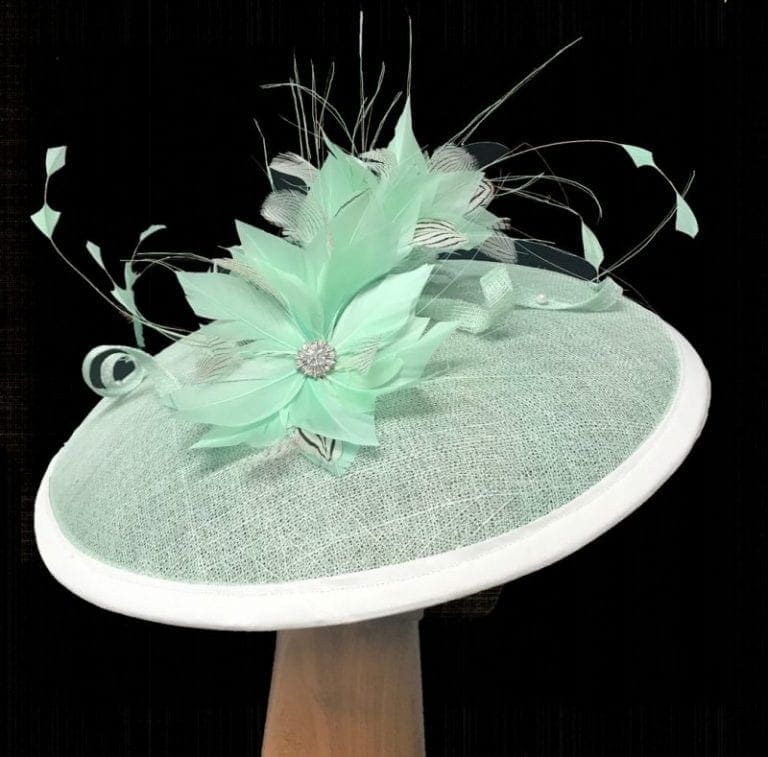 Mint Green saucer Fascinator. Adelle. Fascinated by Hats