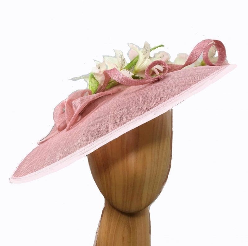 Large peach “Saucer” fascinator Charlotte. Fascinated by Hats