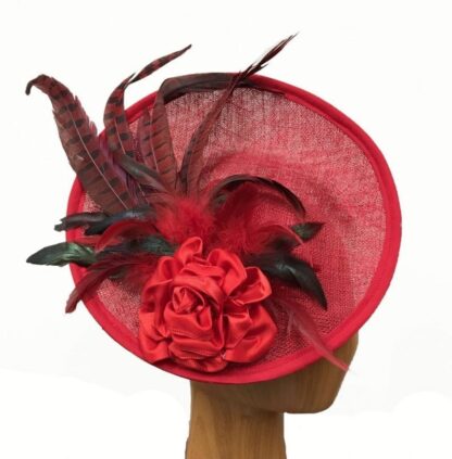 red fascinator feathers