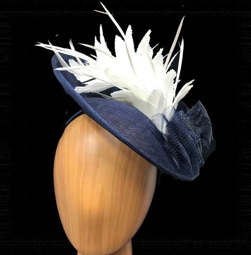 Navy and best sale white fascinator hat