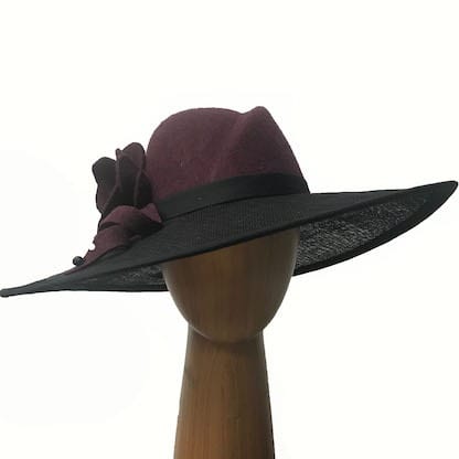 burgundy black wool hat