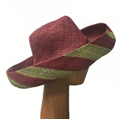 Red raffia straw hat