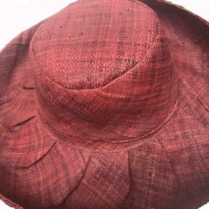 Red raffia straw hat