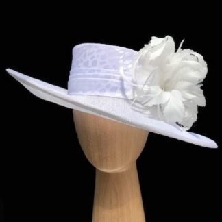 white silk sinamay hat