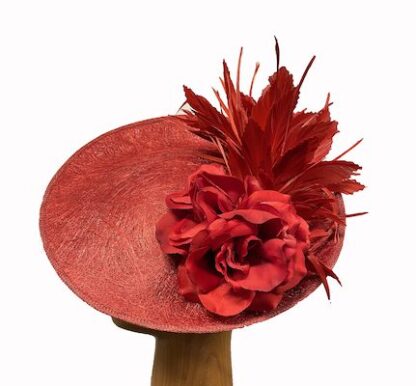 red fascinator red feathers