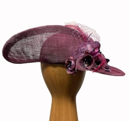 red wine fascinator hat