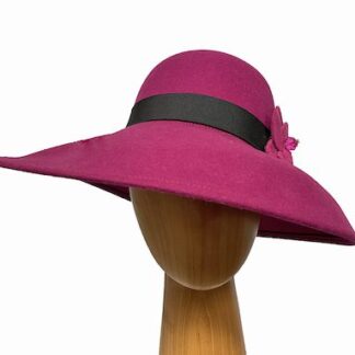 magenta wool lampshade hat