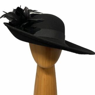 black feathered wool hat