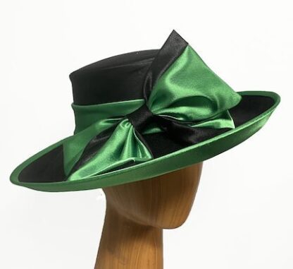 black with green silk hat
