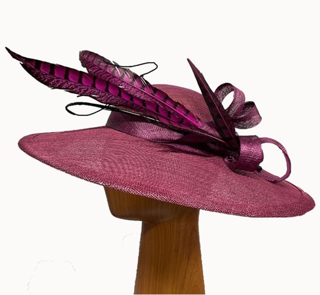 maroon feather fascinator hat