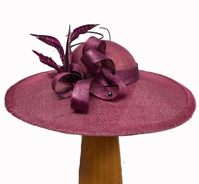 maroon feather fascinator hat