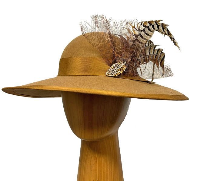 camel-wool-feathered-hat