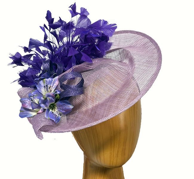 lilac purple feathers fascinator