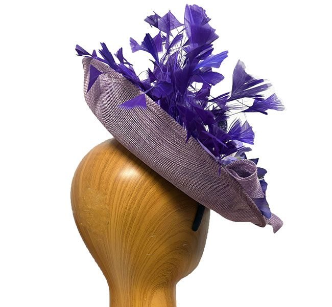 lilac purple feathers fascinator