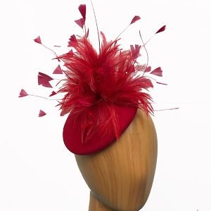 red wool feathered fascinator