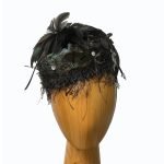 green black feathered pillbox