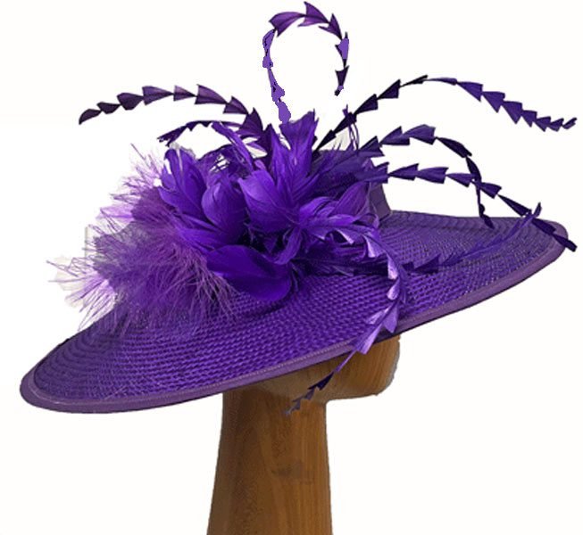 purple buntal feathers hat