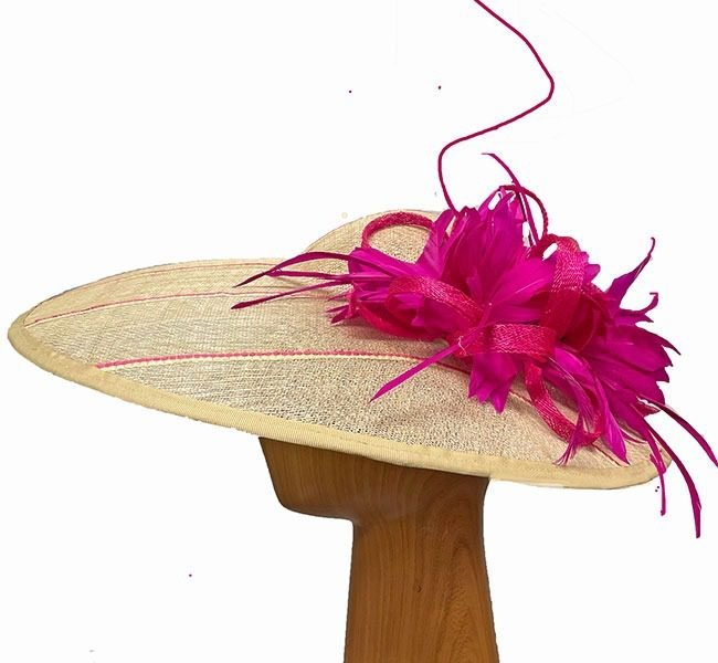 XL Ivory Pink Striped Fascinator