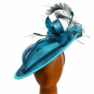 turquoise peacock feathers fascinator