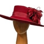 Red wool feathers hat