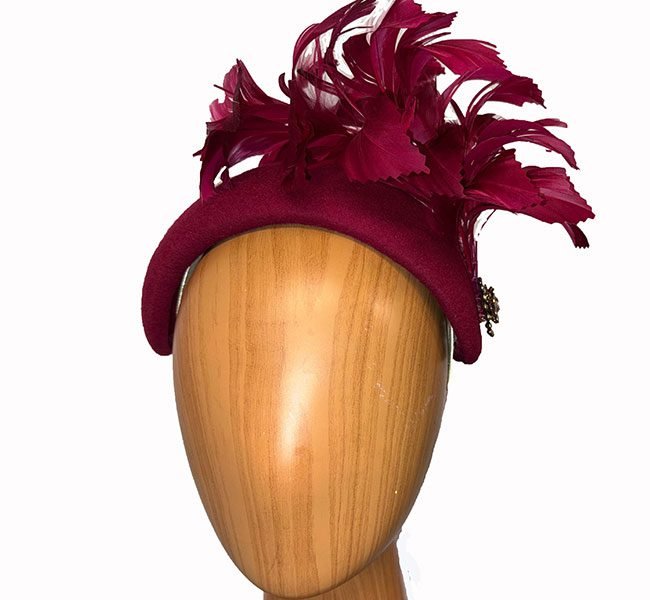 Maroon wool headband fascinator