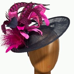 Tilly navy fuchsia feathers fascinator