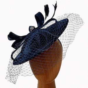 Navy velvet netting fascinator