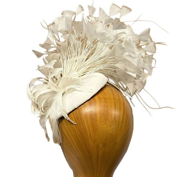 ava white bridal feathered fascinator