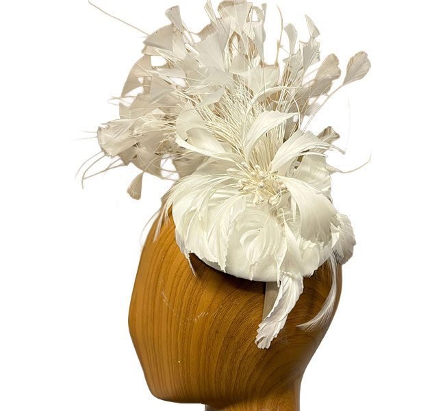 ava white bridal feathered fascinator