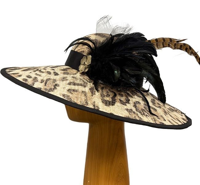animal-print-feathered-hat