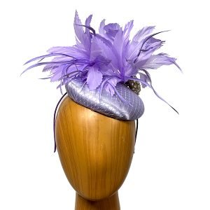 Lilac satin feathered fascinator
