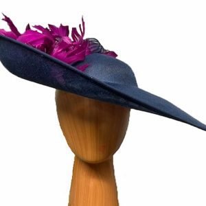 Navy fuchsia fascinator hat