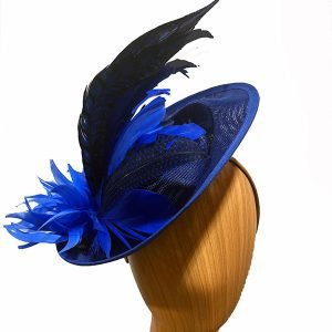 royal blue feathered fascinator