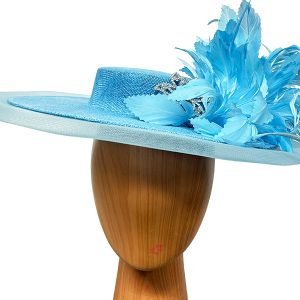blue boater fascinator hat