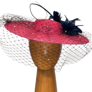 rose veiled boater fascinator
