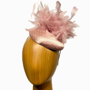 blush satin feathered fascinator