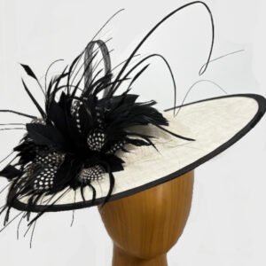 white black feathered fascinator