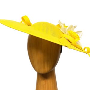 yellow daisy fascinator hat