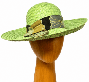 lime green straw hat