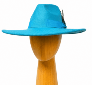 Turquoise fedora wool hat